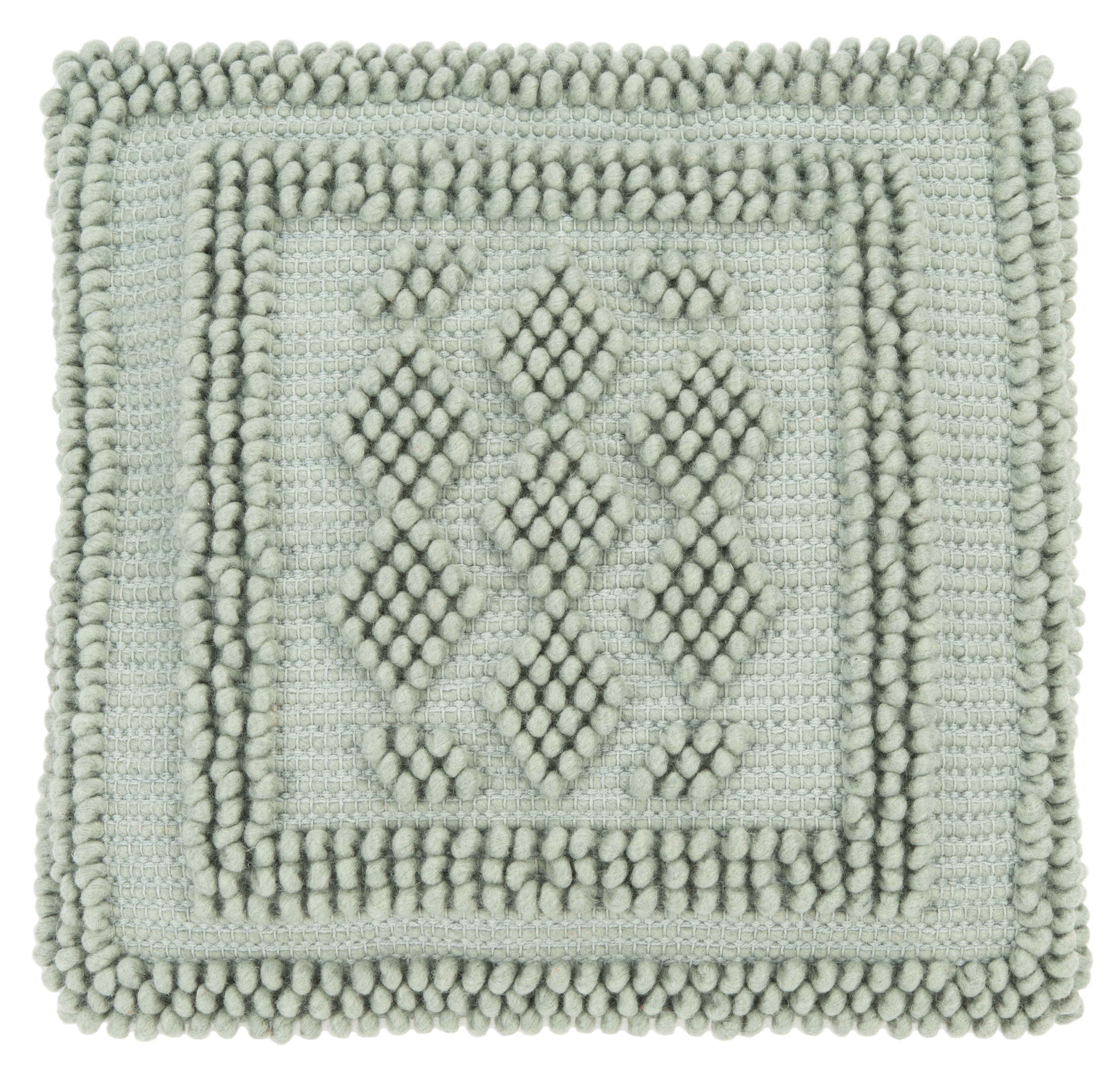 Seafoam Embroidered Wool Blend Reversible Throw Pillow