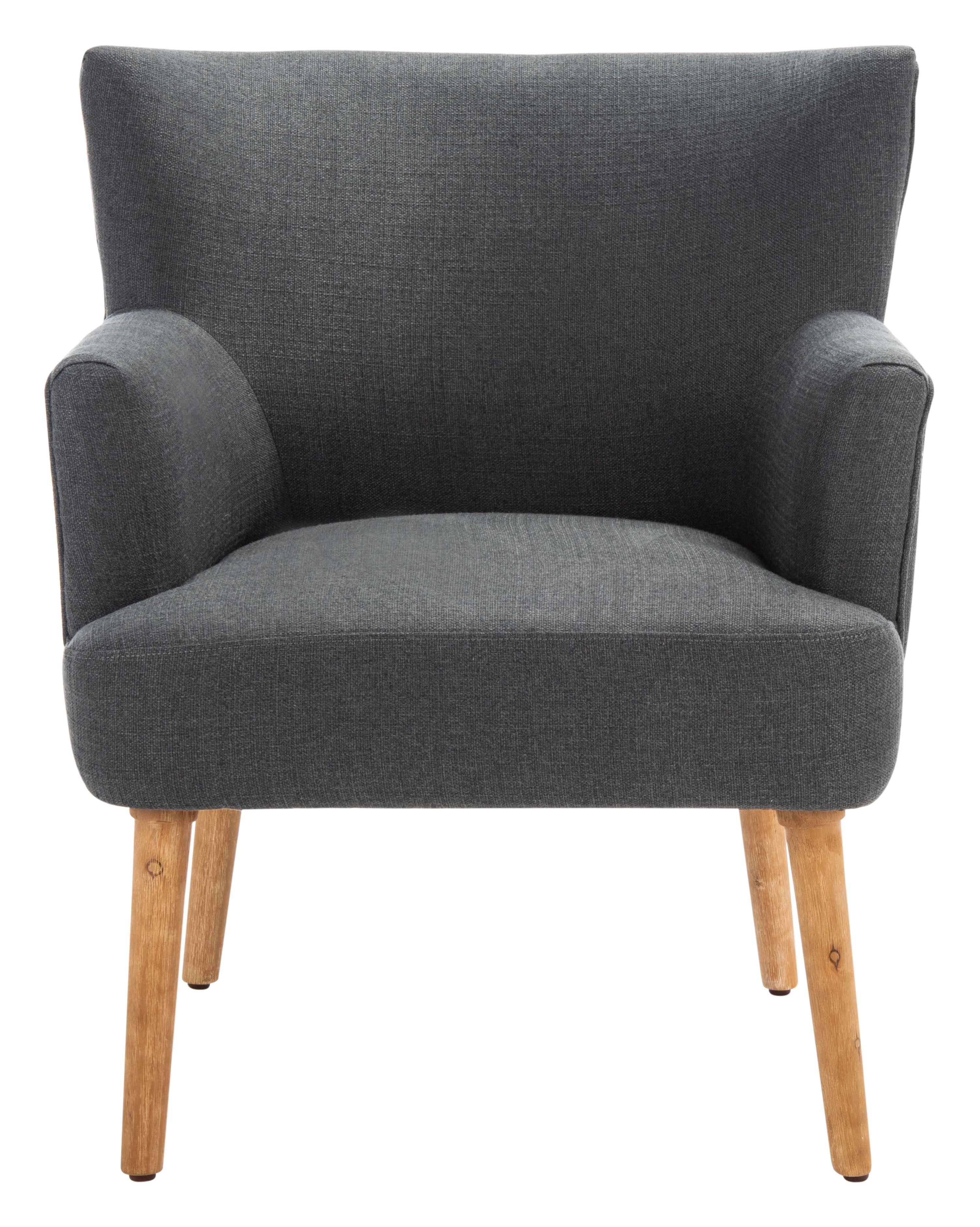 Mid-Century Chic Dark Grey Faux Leather Accent Chair