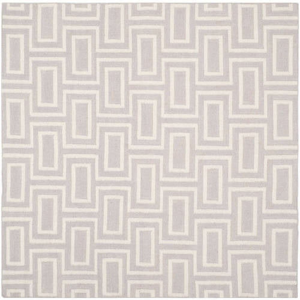 Handwoven Moroccan-Inspired Grey/Ivory Wool Square Rug, 6' x 6'
