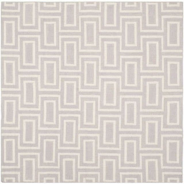 Handwoven Moroccan-Inspired Grey/Ivory Wool Square Rug, 6' x 6'
