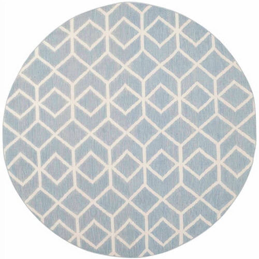 Handmade Blue/Ivory Geometric Wool Rug 8' x 10'