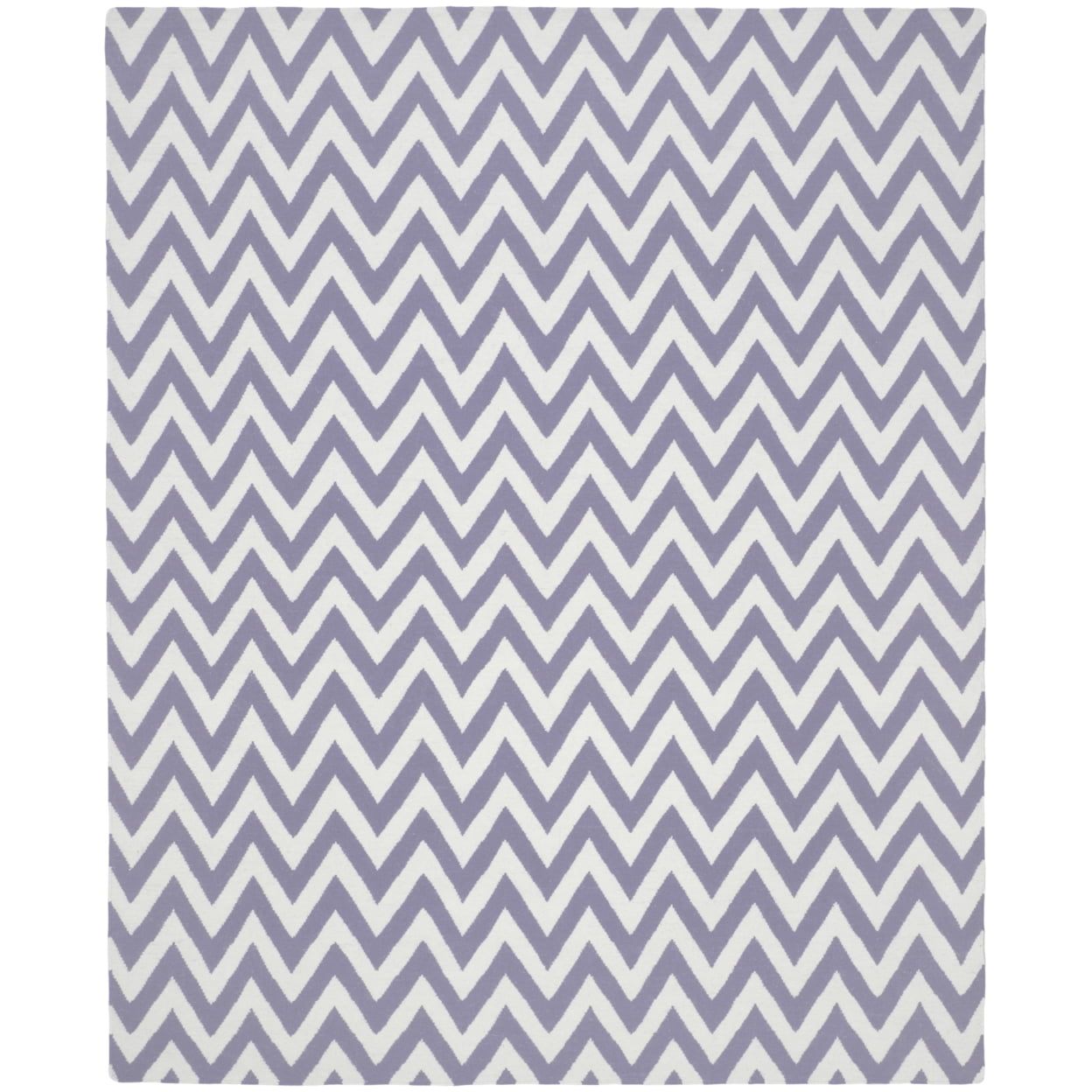 Purple and Ivory Geometric Wool Flat Woven 4' x 6' Rug