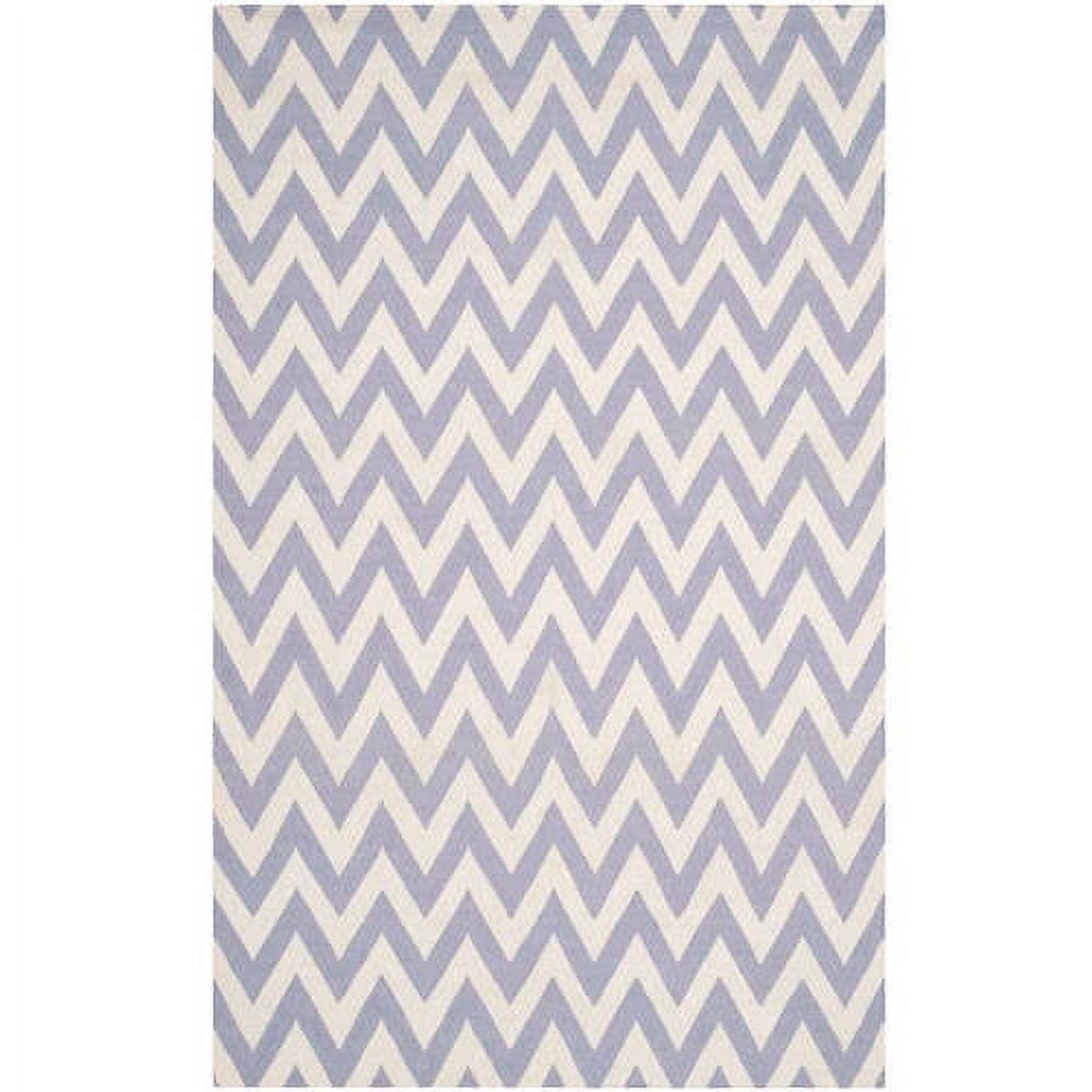 SAFAVIEH Dhurrie Bentley Chevron Zigzag Wool Area Rug, Purple/Ivory, 4' x 6'