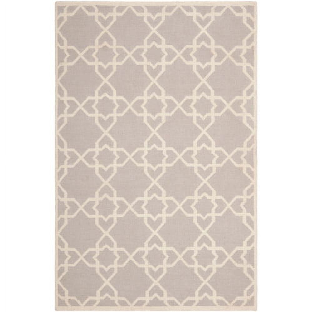 Grey and Ivory Geometric Wool 3' x 5' Area Rug