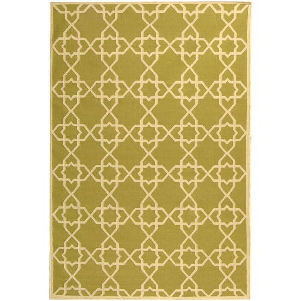 Olive and Ivory Geometric Wool 8' x 10' Area Rug