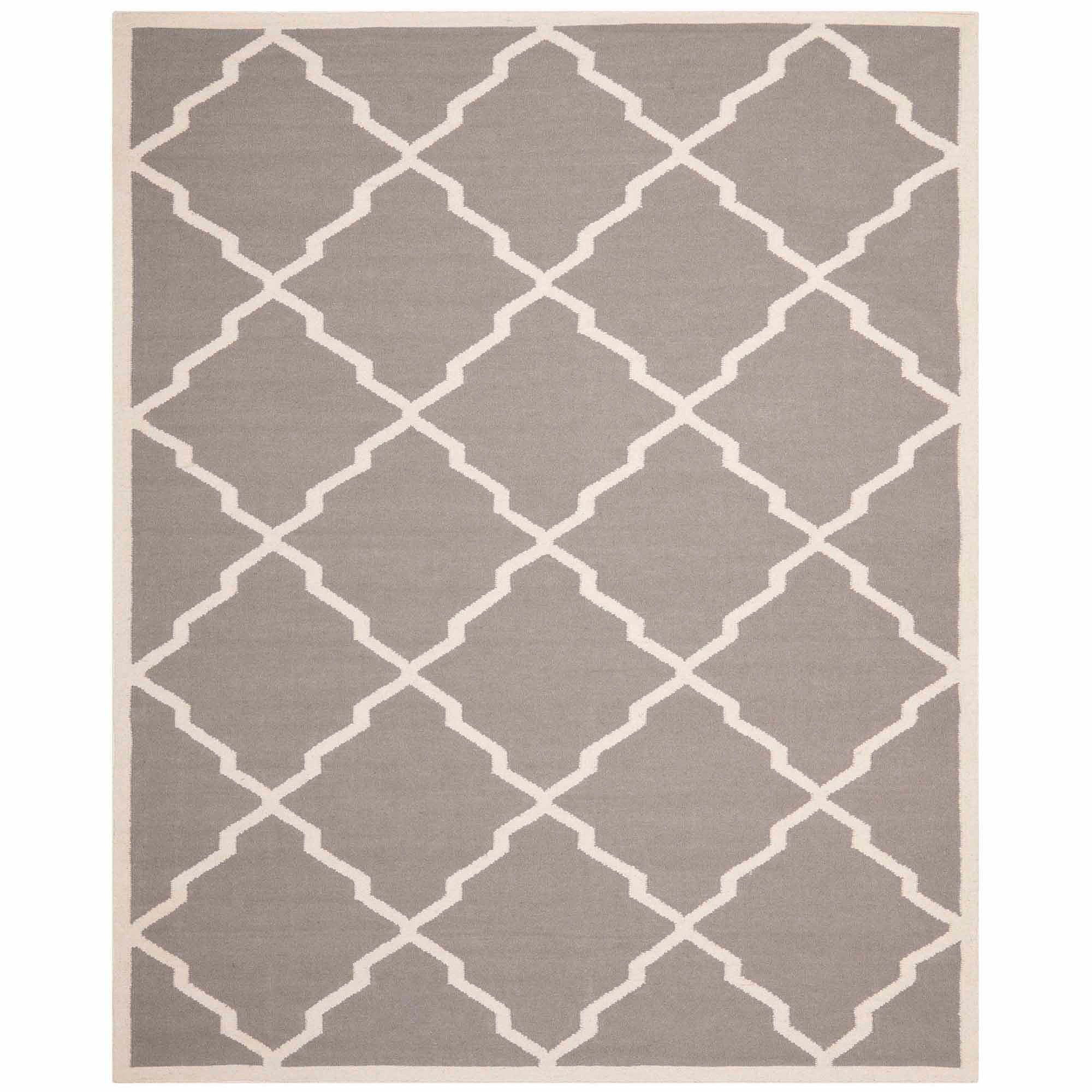 Handwoven Geometric Gray Wool 10' x 14' Reversible Area Rug