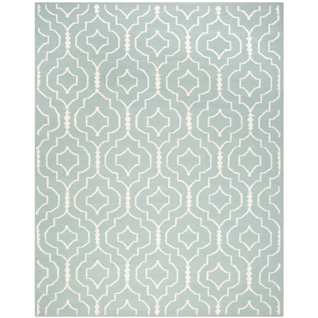 Handmade Light Blue/Ivory Wool Flat Woven Square Rug, 30in