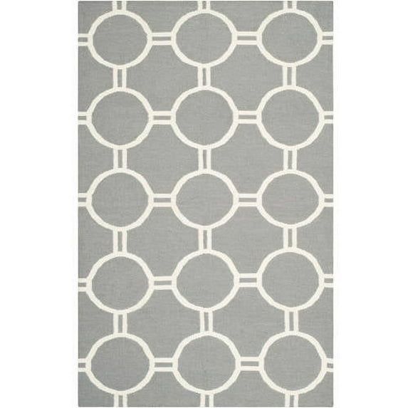 Handmade Grey/Ivory Geometric Wool Area Rug 4' x 6'