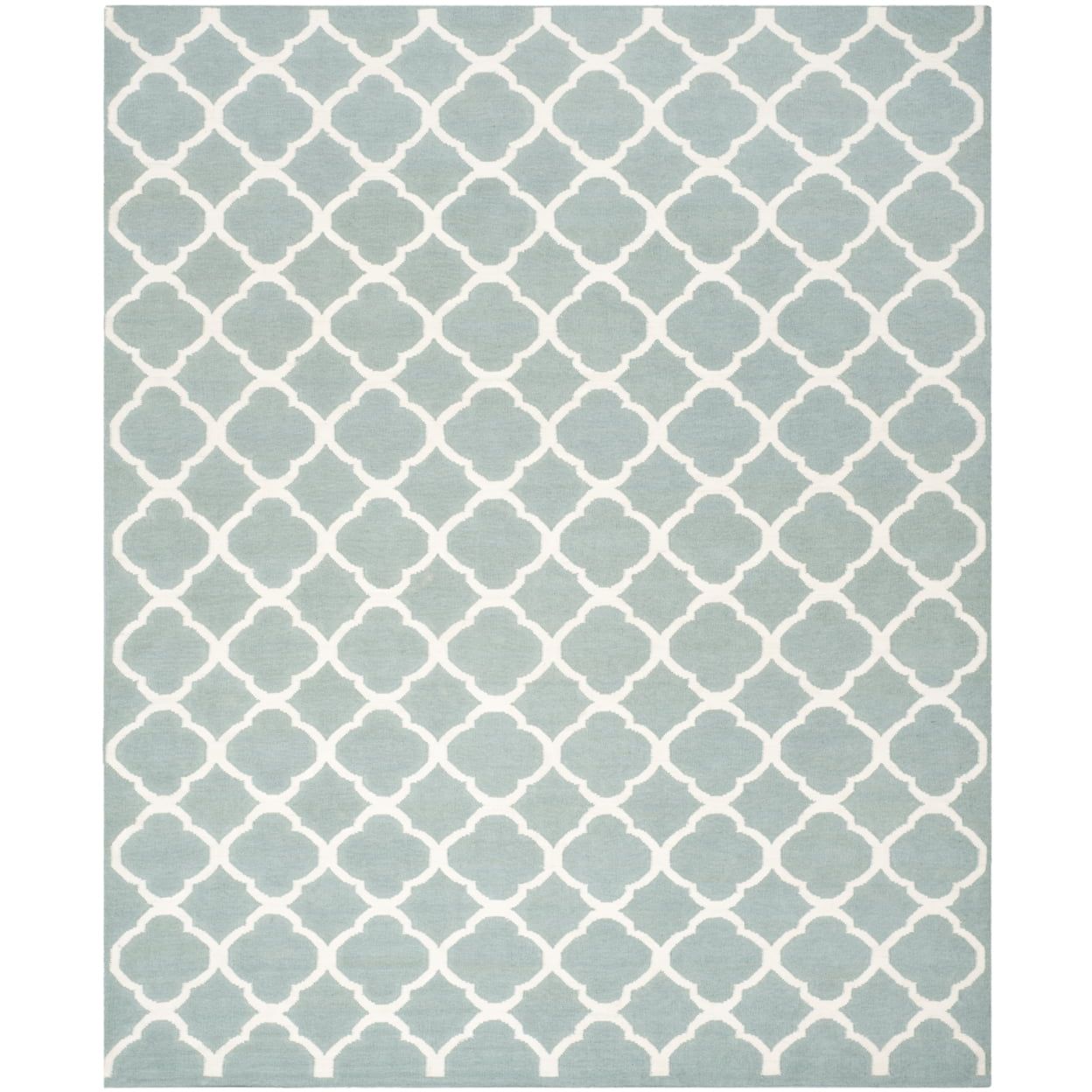 Handmade Geometric Wool Area Rug Blue/Ivory, 7' Square