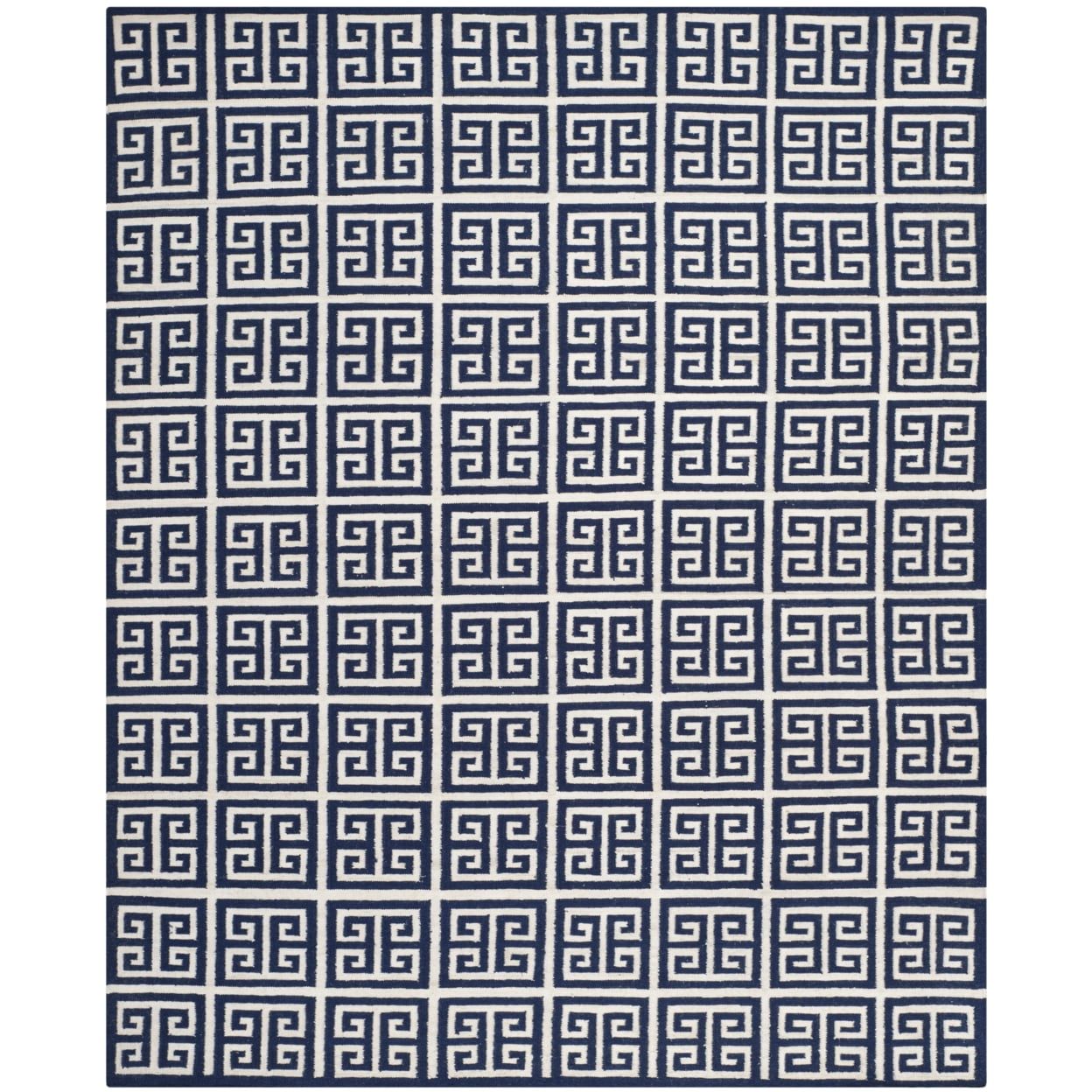 SAFAVIEH Dhurrie Valentina Geometric Moroccan Wool Area Rug, Navy/Ivory, 4' x 6'