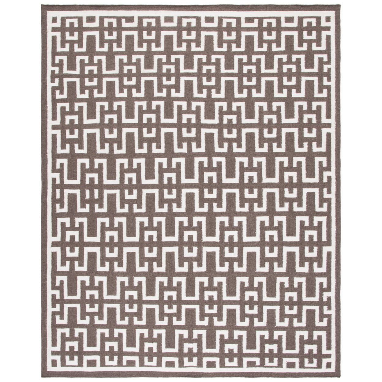 Handmade Chocolate & Ivory Wool Geometric 6' x 9' Area Rug