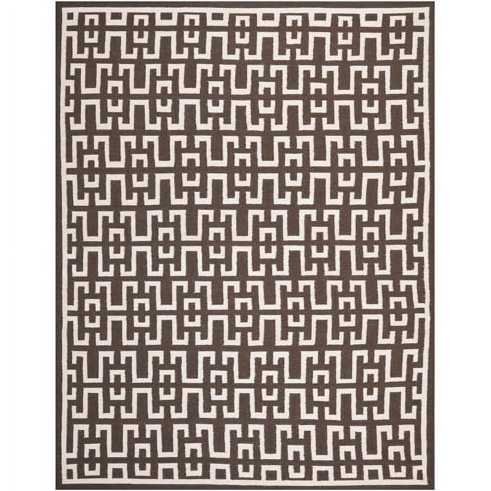 Handmade Chocolate & Ivory Wool Geometric 6' x 9' Area Rug