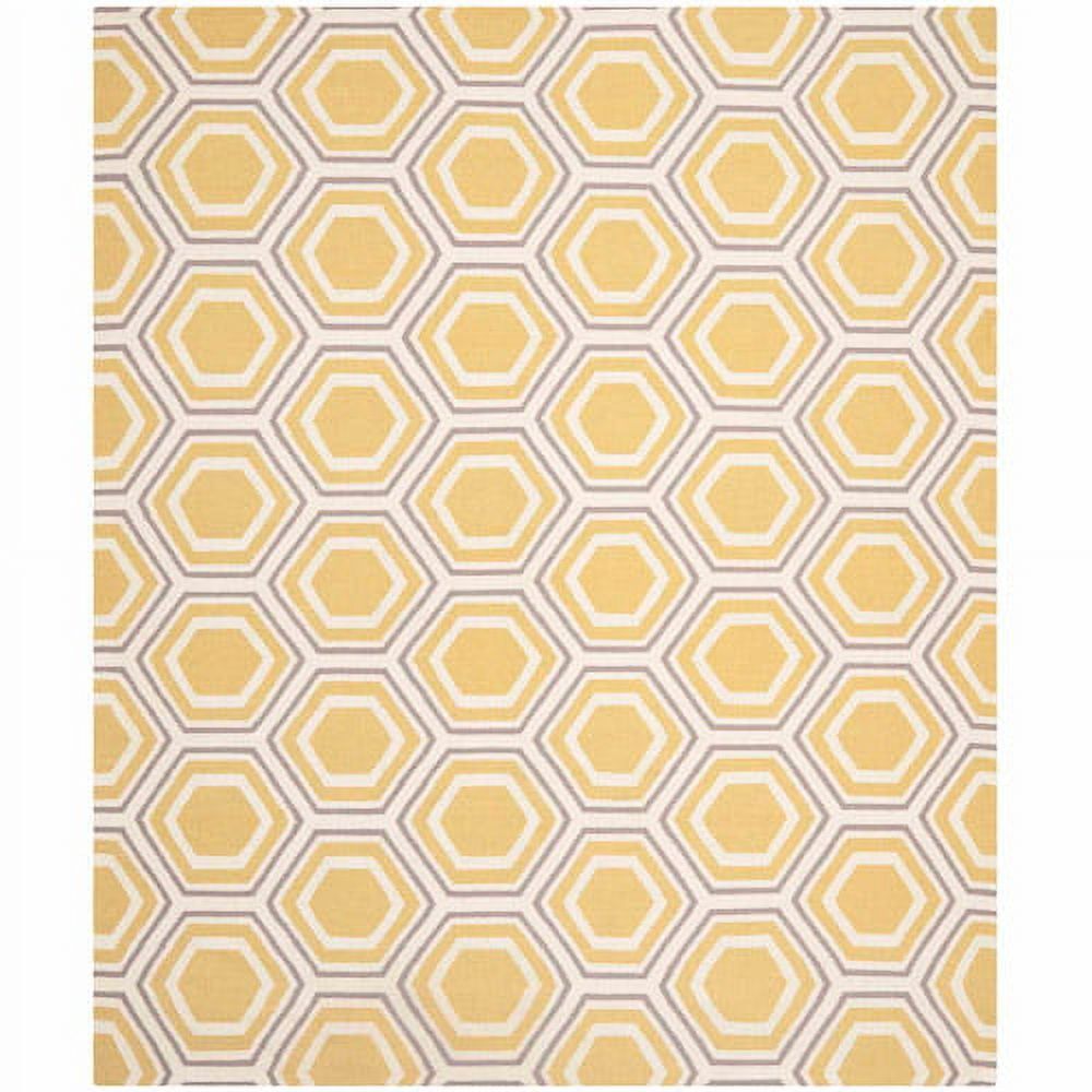 SAFAVIEH Dhurrie Weldon Geometric Hexagons Wool Area Rug, Ivory/Yellow, 9' x 12'