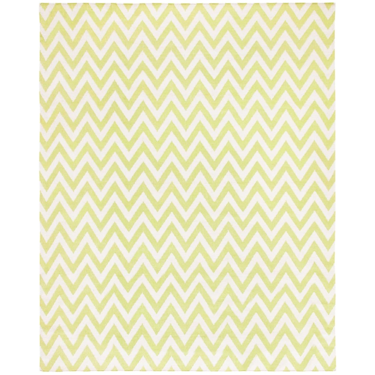 Ivory and Green Geometric Wool Square Area Rug