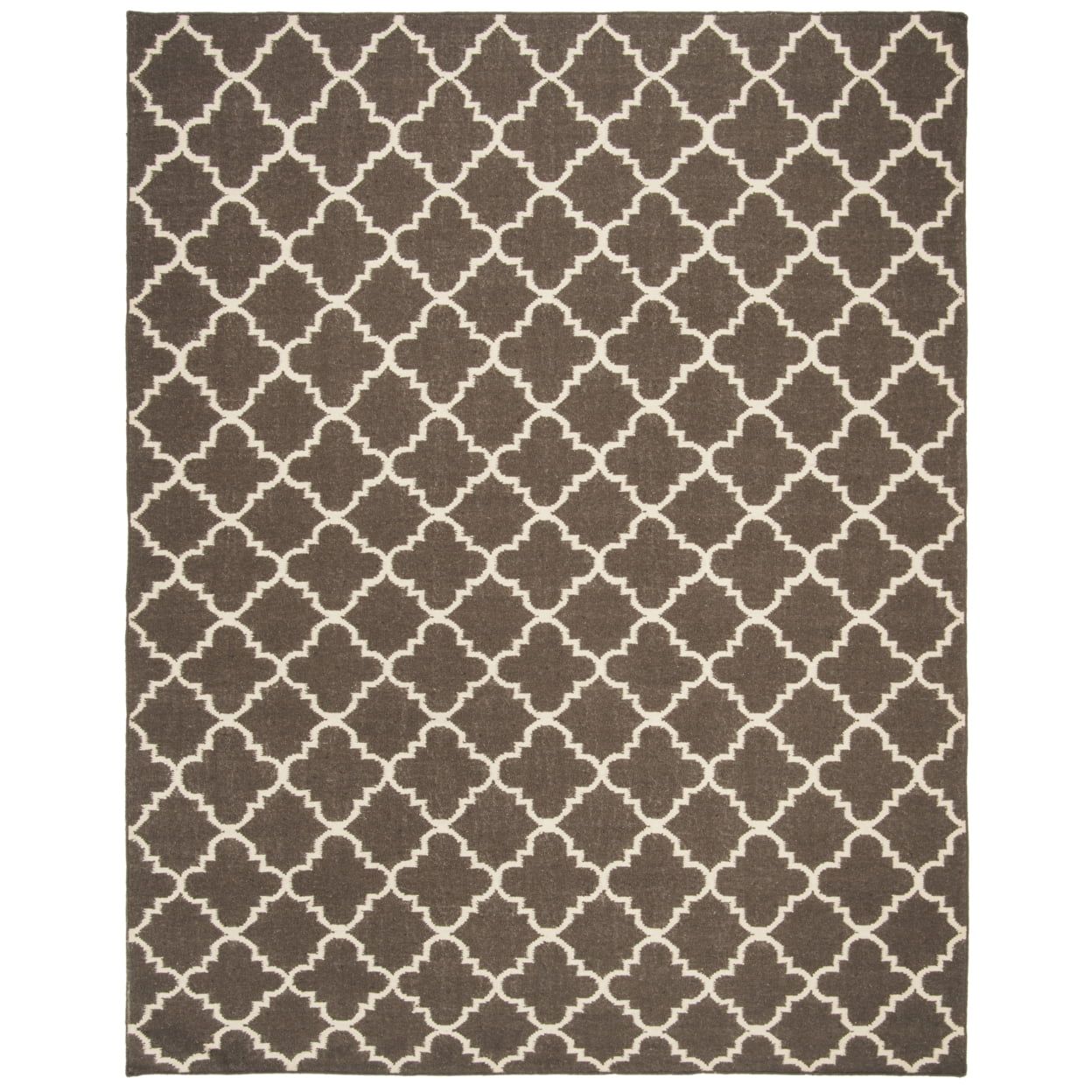 Hand-Woven Geometric Brown/Ivory Wool Area Rug 9' x 12'