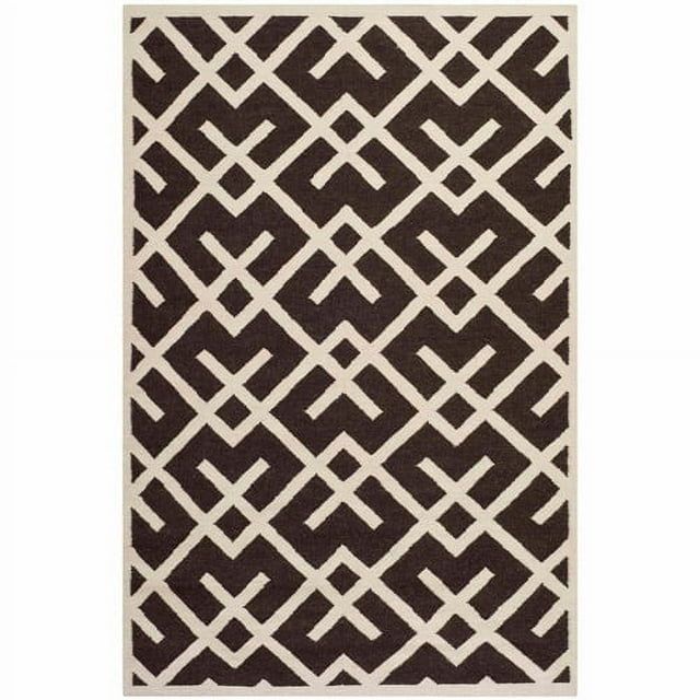 Handmade Brown/Ivory Geometric Wool 8' Square Area Rug