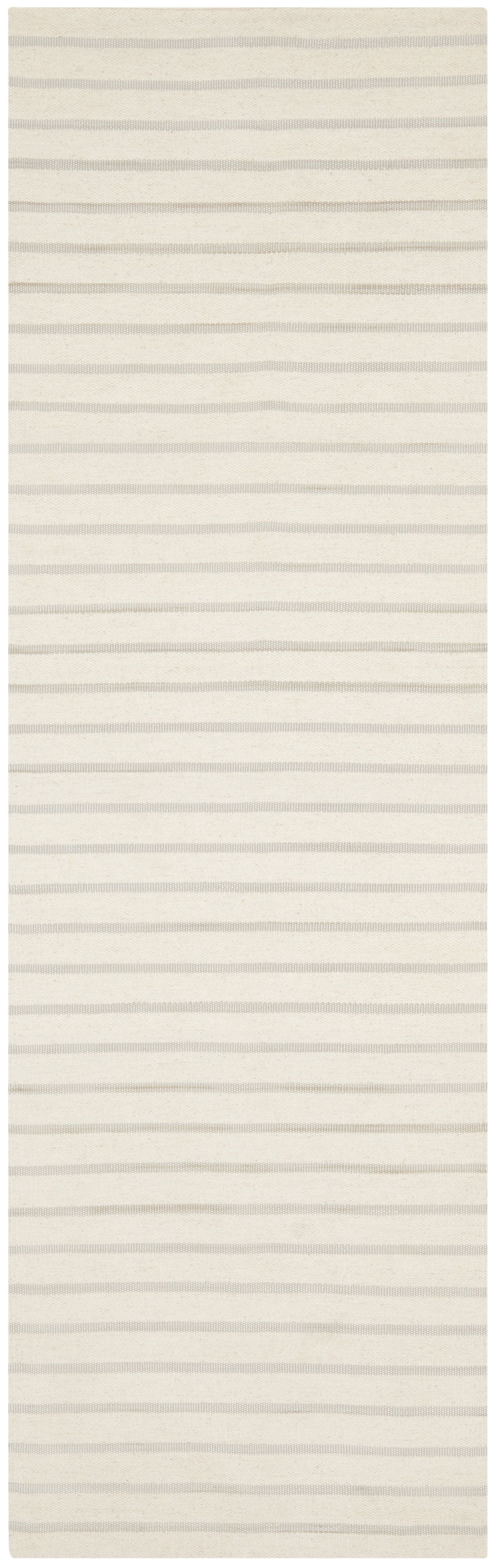White Wool Flat Woven Geometric Runner Rug 2'6" x 6'