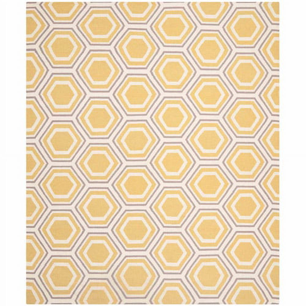 Ivory and Yellow Geometric Wool 9' x 12' Area Rug