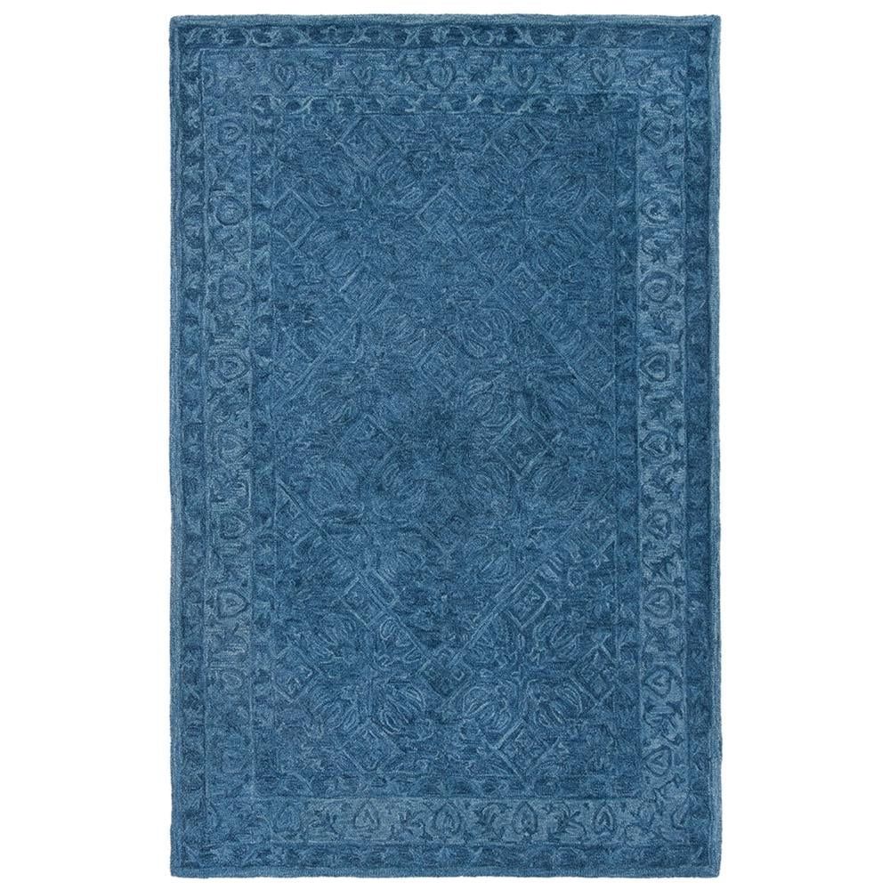 Navy Blue Hand-Tufted Wool Rectangular Area Rug, 5' x 8'