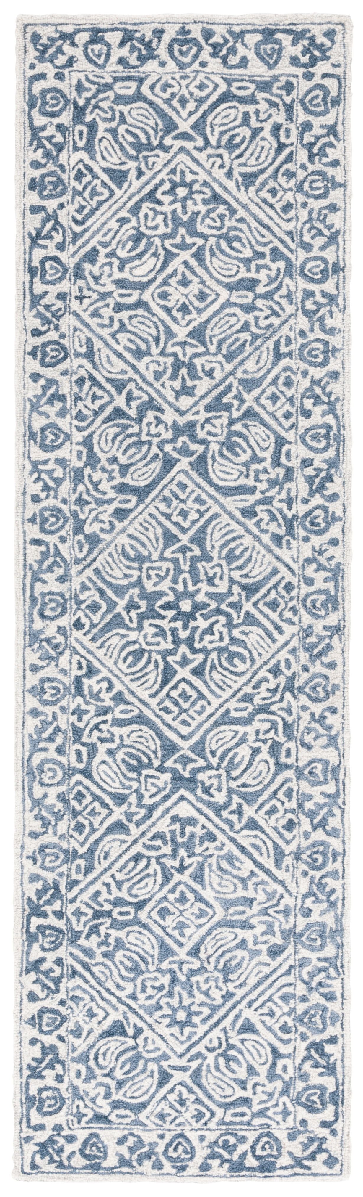 SAFAVIEH Dip Dye Felicia Floral Runner Rug, Blue/Ivory, 2'3" x 8'