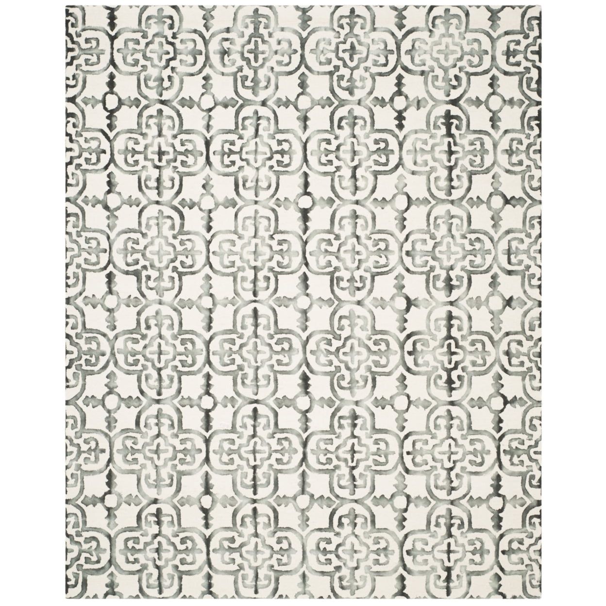 Ivory and Charcoal Hand-Tufted Wool Area Rug, 6' x 9'