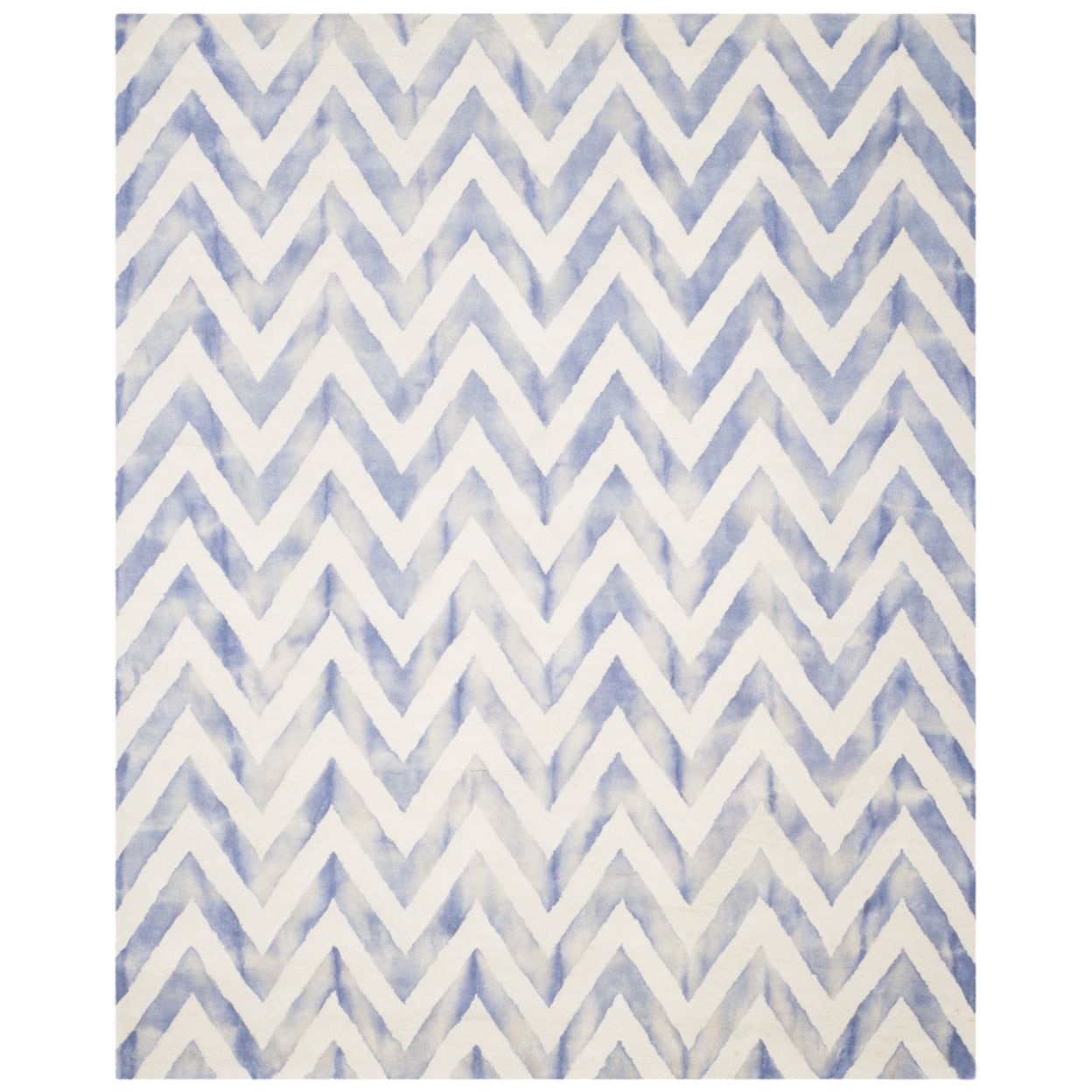 Ivory and Blue Hand-Tufted Wool 9' x 12' Rectangular Rug