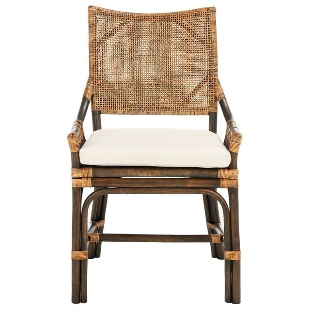 Natural Wash Rattan Dining Chair with White Cushion
