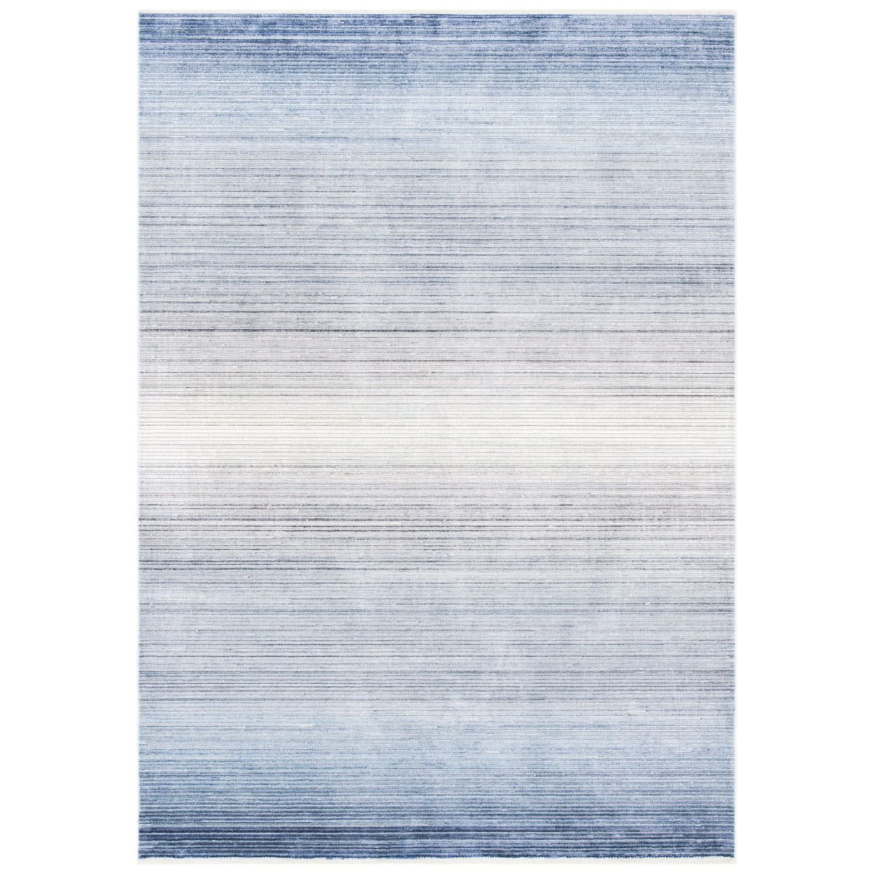 Elegant Blue and Ivory Hand-Knotted Viscose 9'x12' Rug