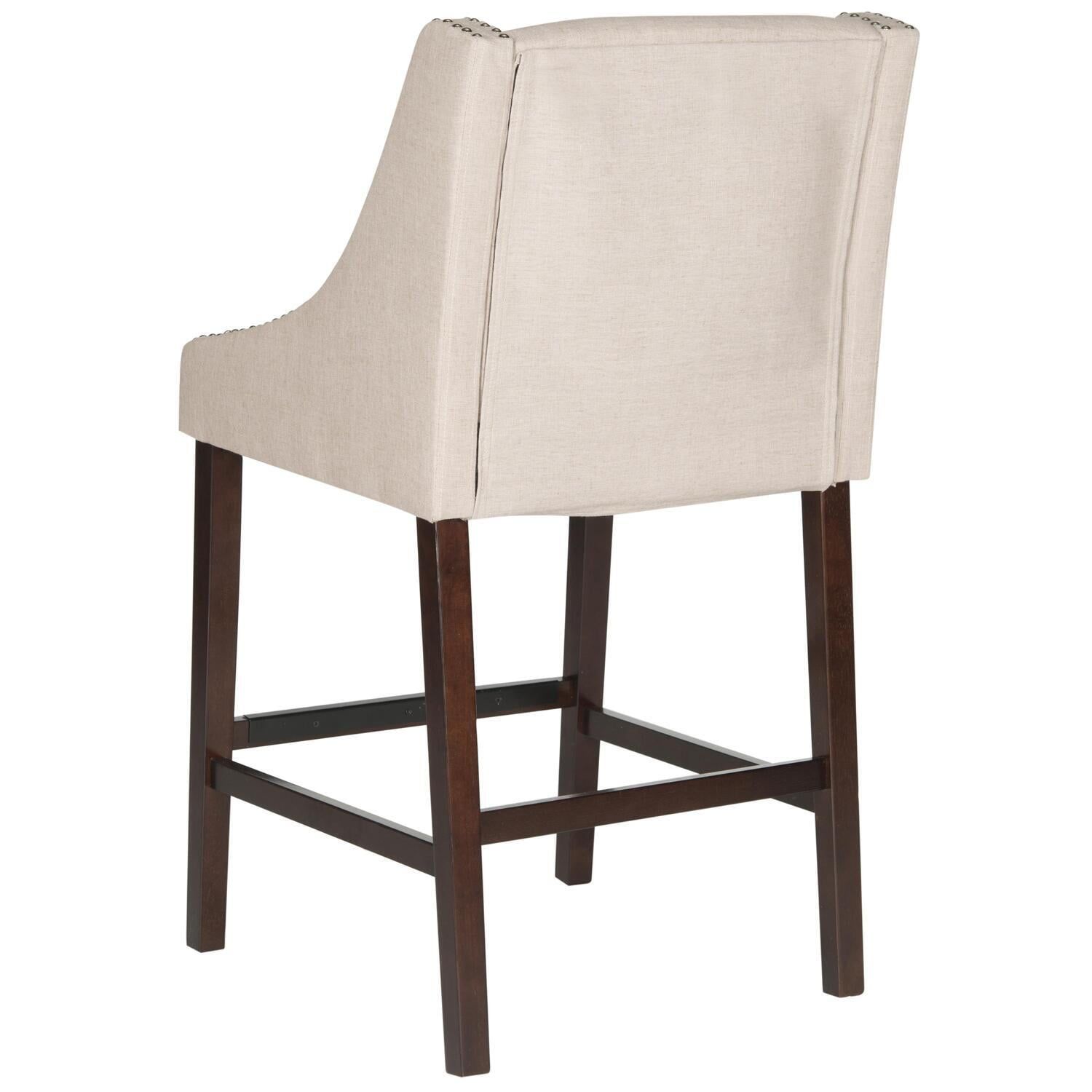 Espresso Elegance 44" Transitional Linen Taupe Bar Stool