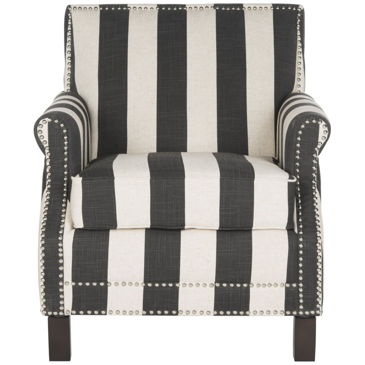 Contemporary Black and White Faux Leather Accent Chair with Wood Accents