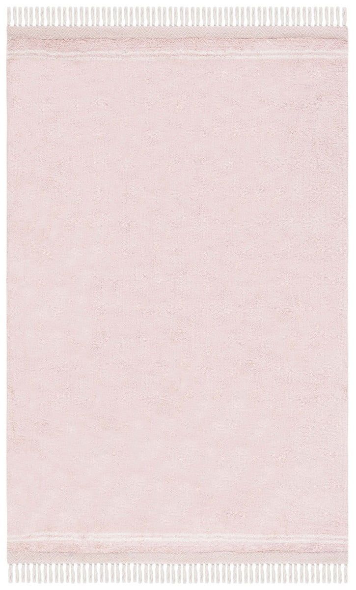 Handmade Pink and Ivory Cotton Reversible 4' x 6' Rug