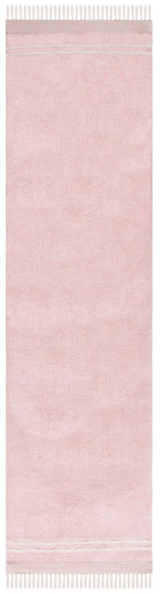 Pink and Ivory Cotton Reversible Runner Rug, 2'3" x 9'