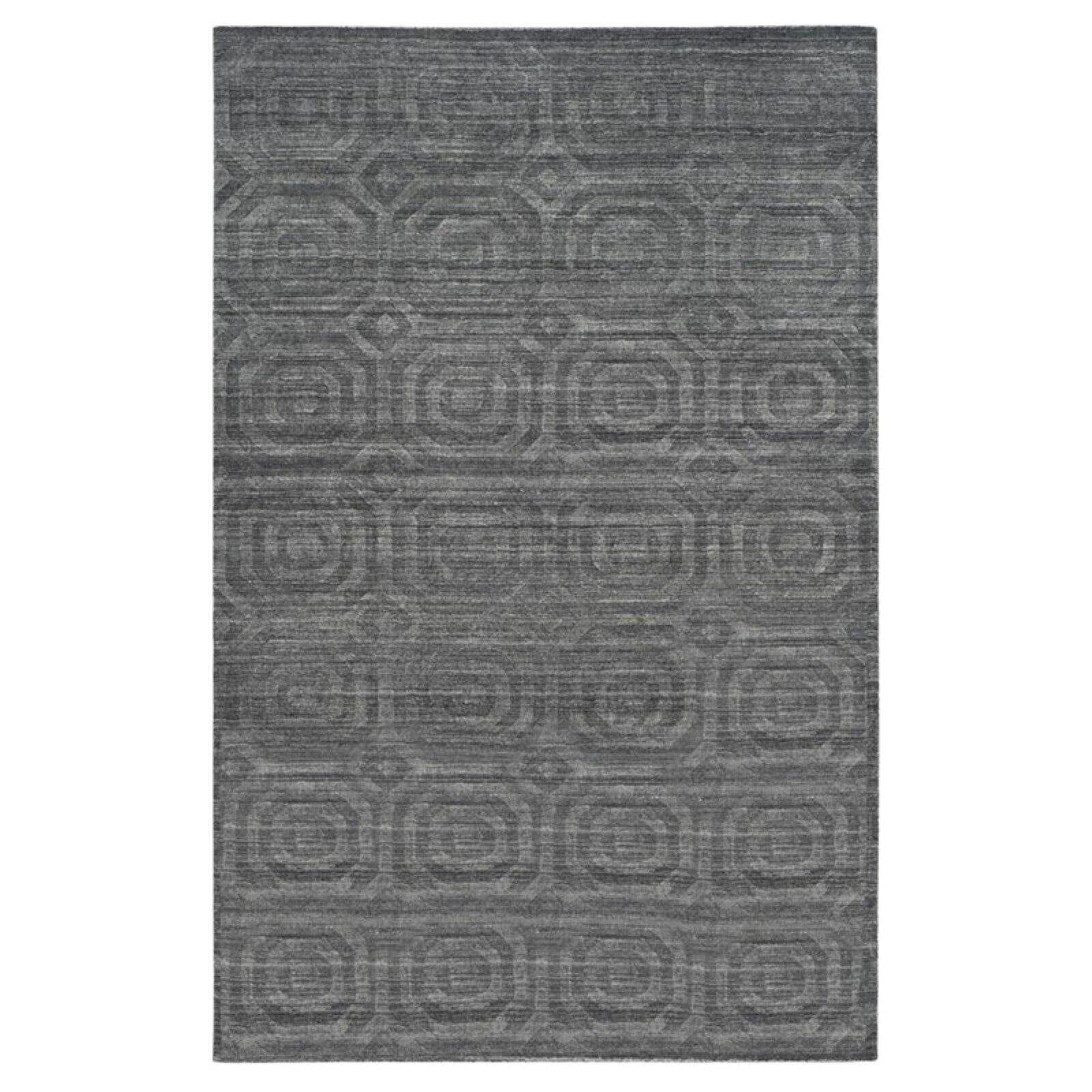 Handmade Geometric Gray Wool-Blend 9' x 12' Area Rug