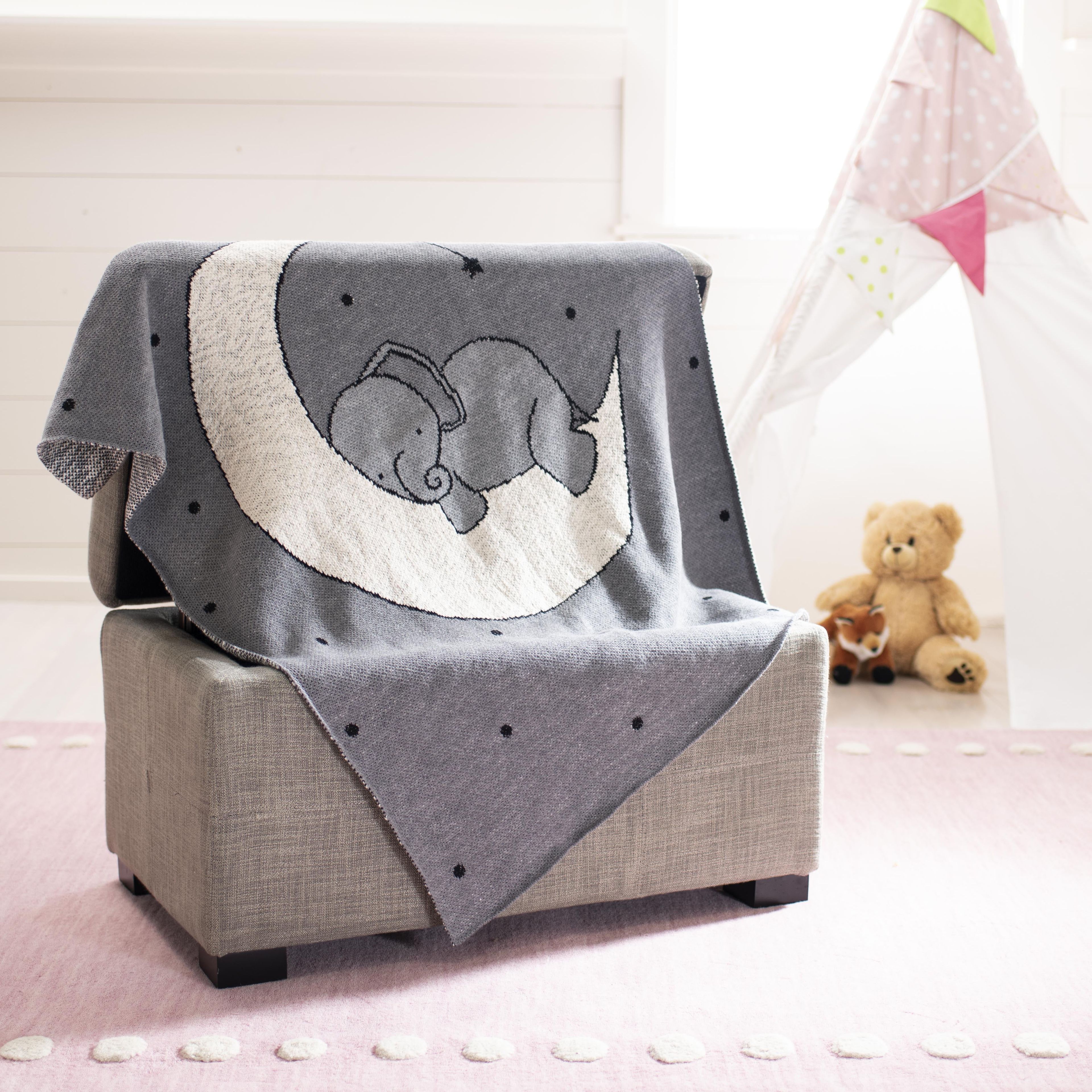 Ella Grey Cotton Faux Fur Baby Throw Blanket