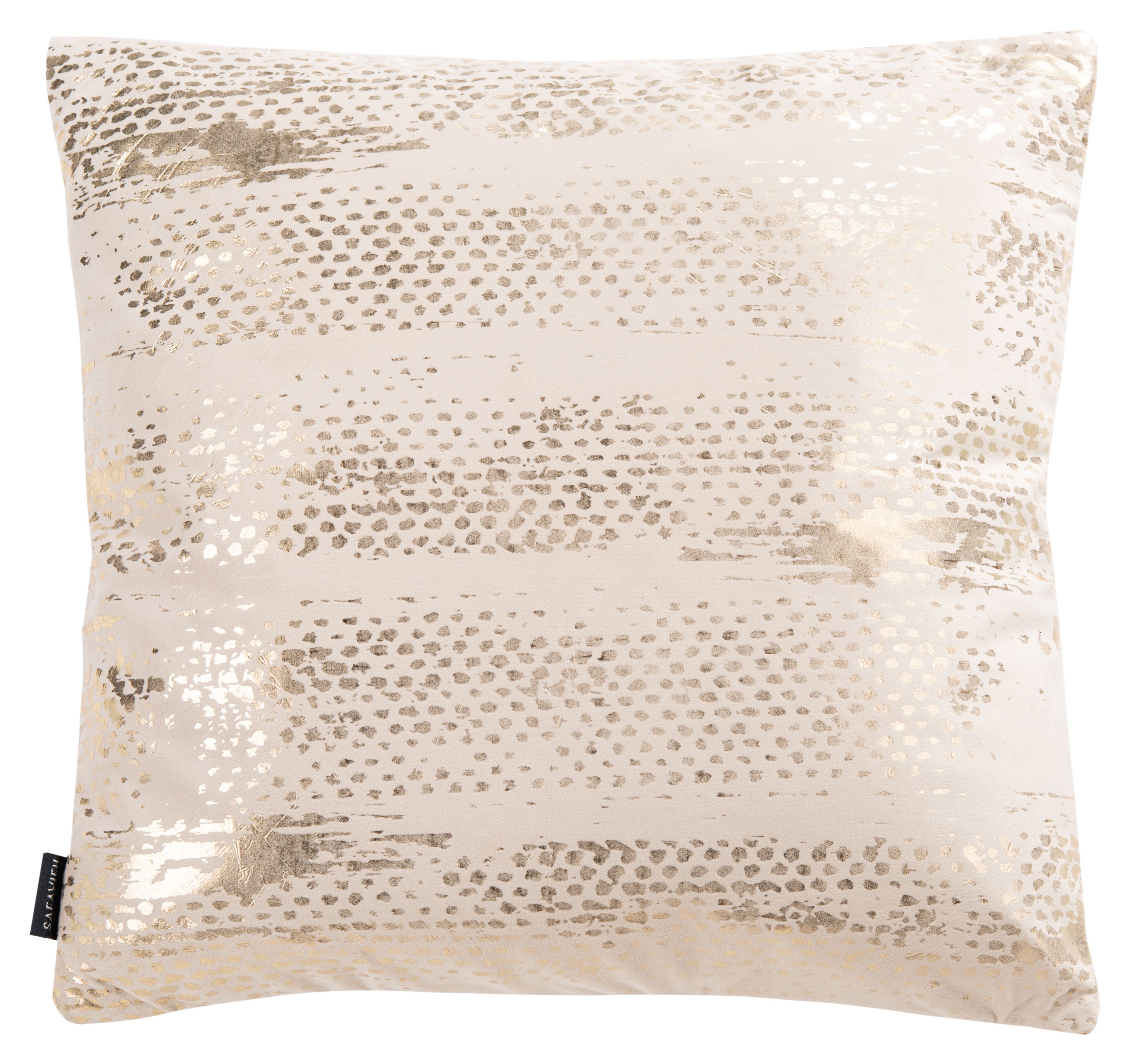 Emiliana Gold and Beige Striped Square Throw Pillow