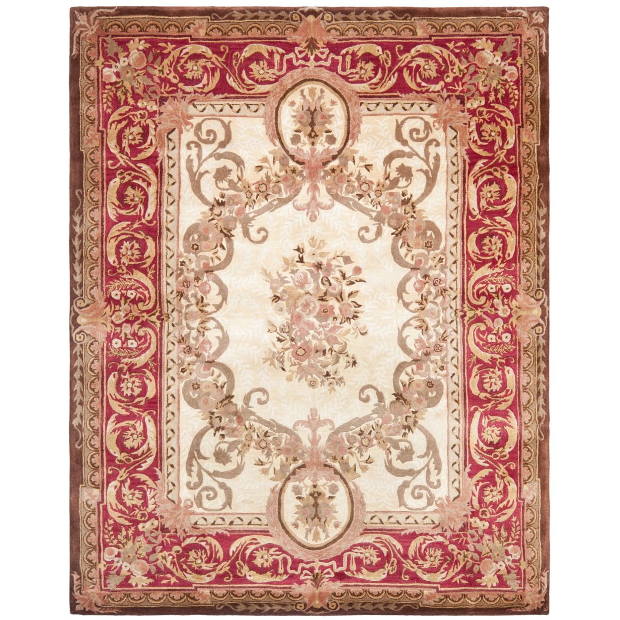 Empire Handmade Red and Light Gold Wool Rug, 6' x 9'