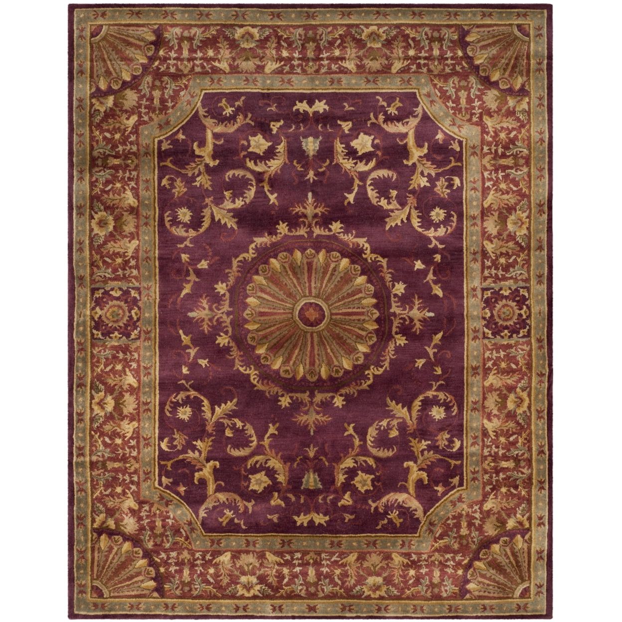 Burgundy Hand-Tufted Wool Rectangular Area Rug 7'6" x 9'6"