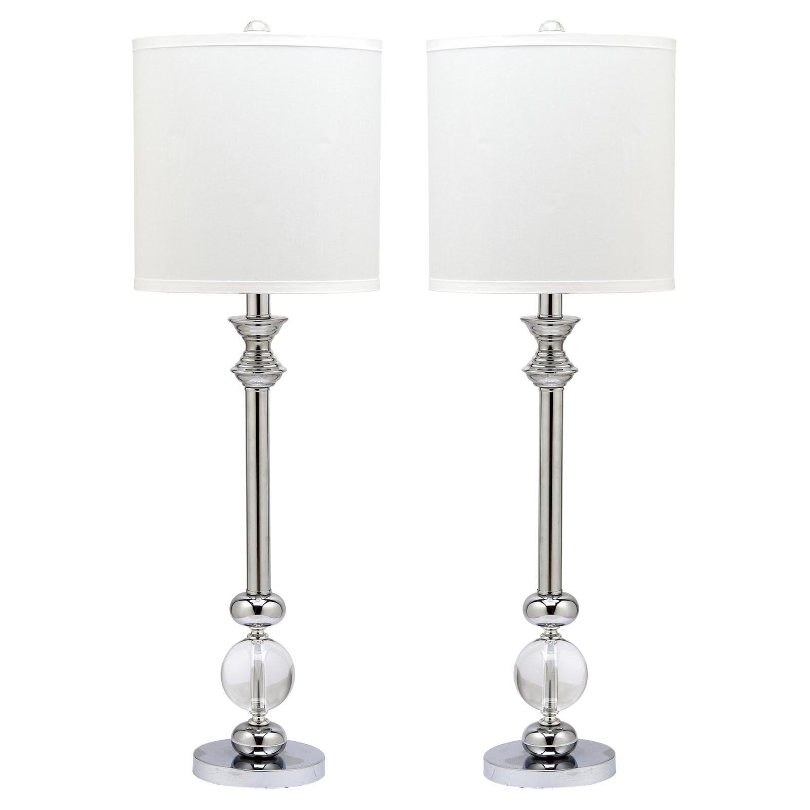 Erica 31" Clear Crystal and Chrome Candlestick Table Lamp Set