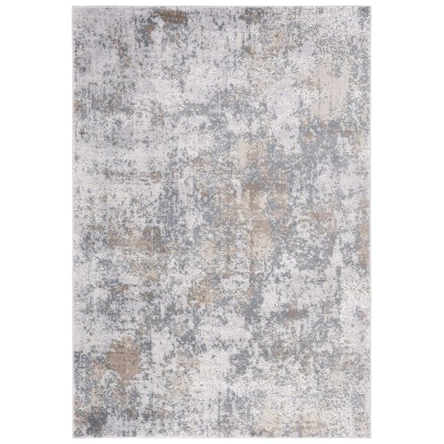 Gray and Beige 9' x 12' Stain-Resistant Synthetic Area Rug