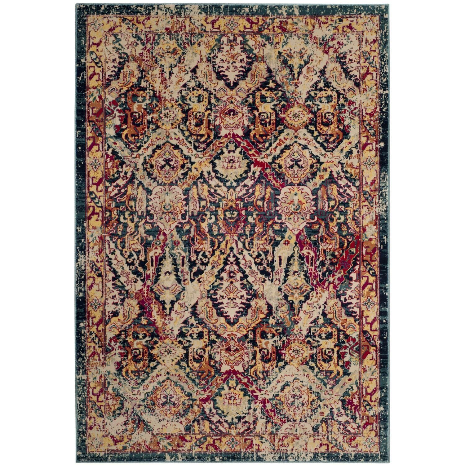 SAFAVIEH Evoke Bethanie Oriental Distressed Area Rug, Blue/Fuchsia, 5'1" x 7'6"