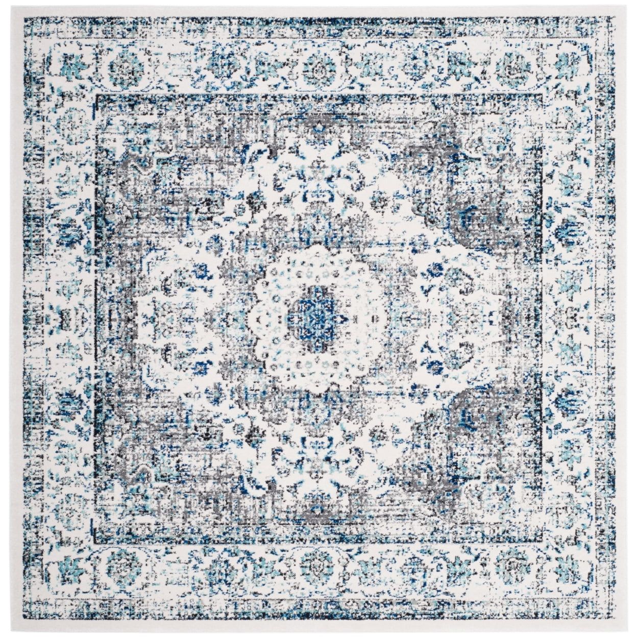 Evoke Modish Ivory & Grey 11' Square Synthetic Area Rug