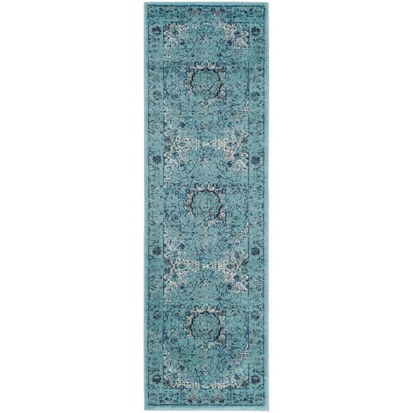 Evoke Light Blue Floral Synthetic 9' x 12' Area Rug