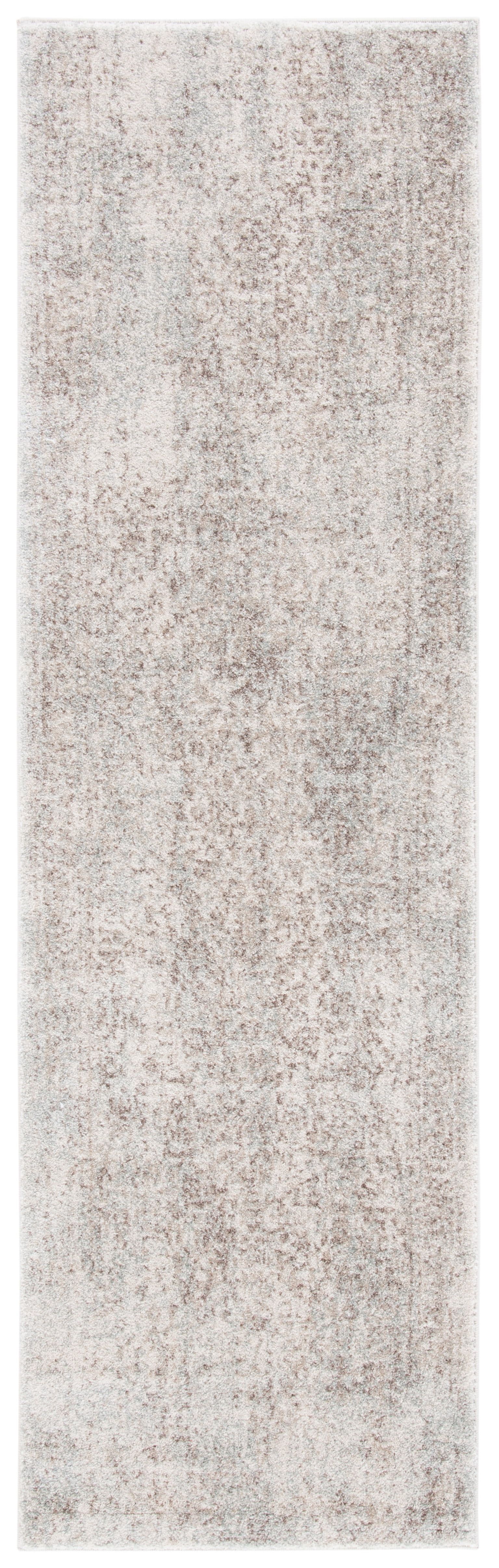 Ivory and Taupe Floral Synthetic Runner Rug, 2'2" x 9'