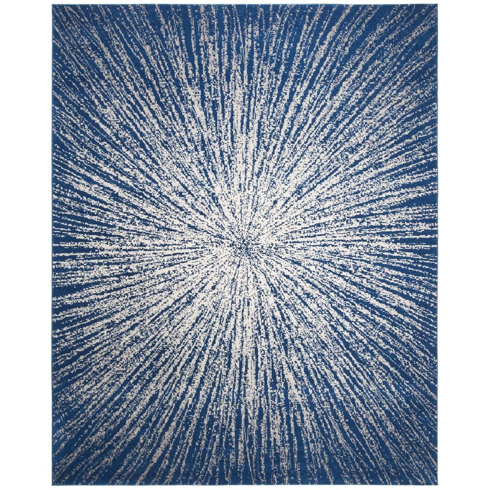 Navy and Ivory Abstract Burst 9' x 12' Area Rug