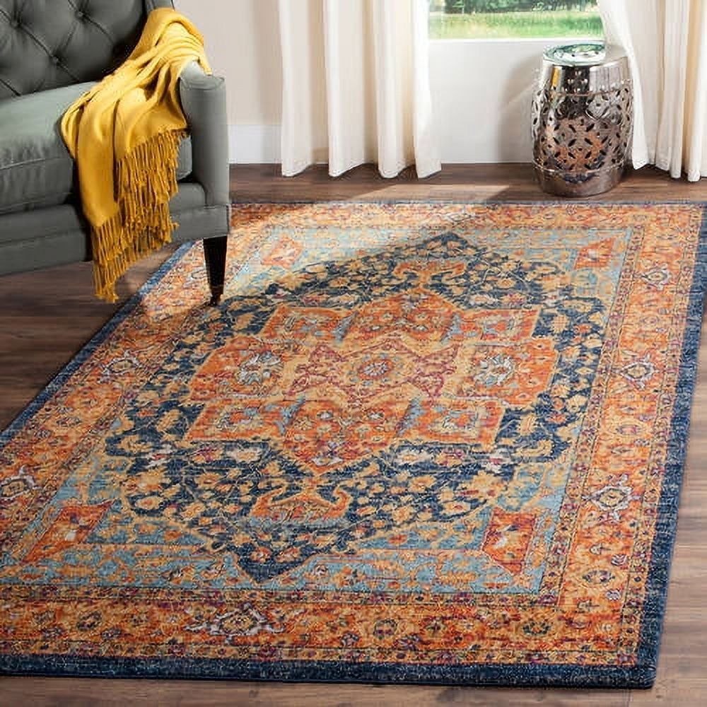 SAFAVIEH Evoke Westley Traditional Floral Area Rug, Blue/Orange, 9' x 12'