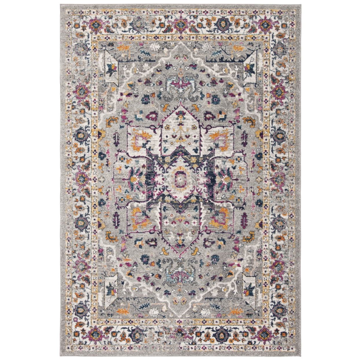 Gray Synthetic Reversible Floral Area Rug 3' x 5'