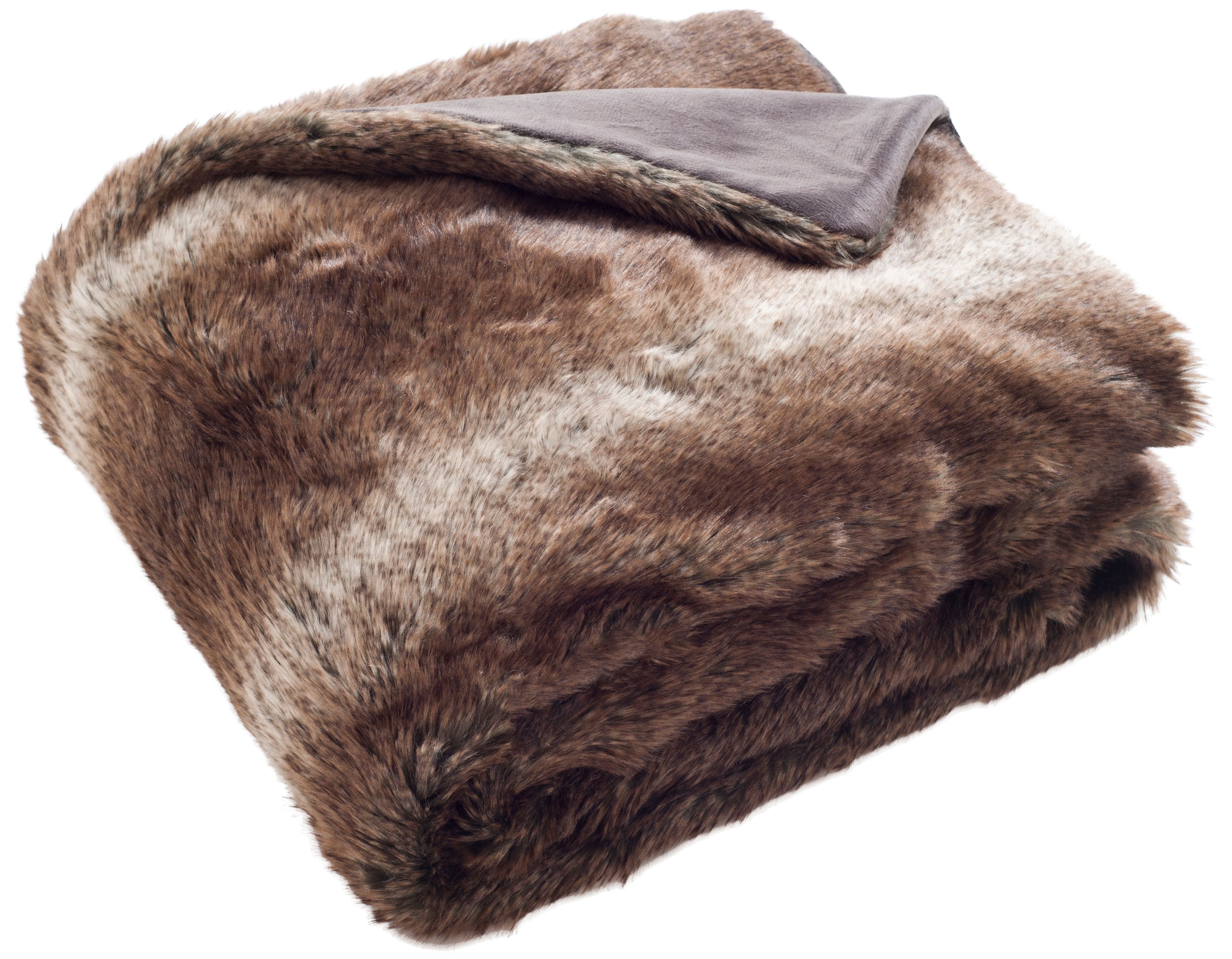 Chocolate Faux Fur Reversible Throw Blanket 50" x 60"