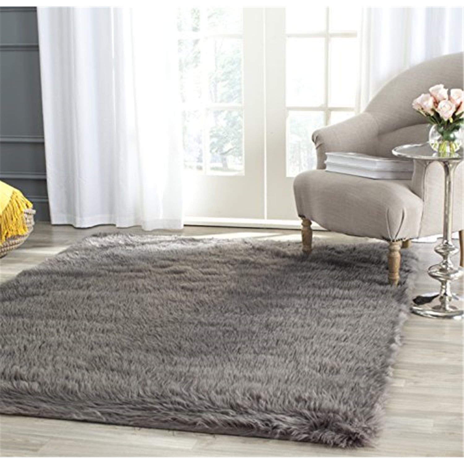 Gray 8' x 10' Tufted Faux Sheepskin Cotton Rug