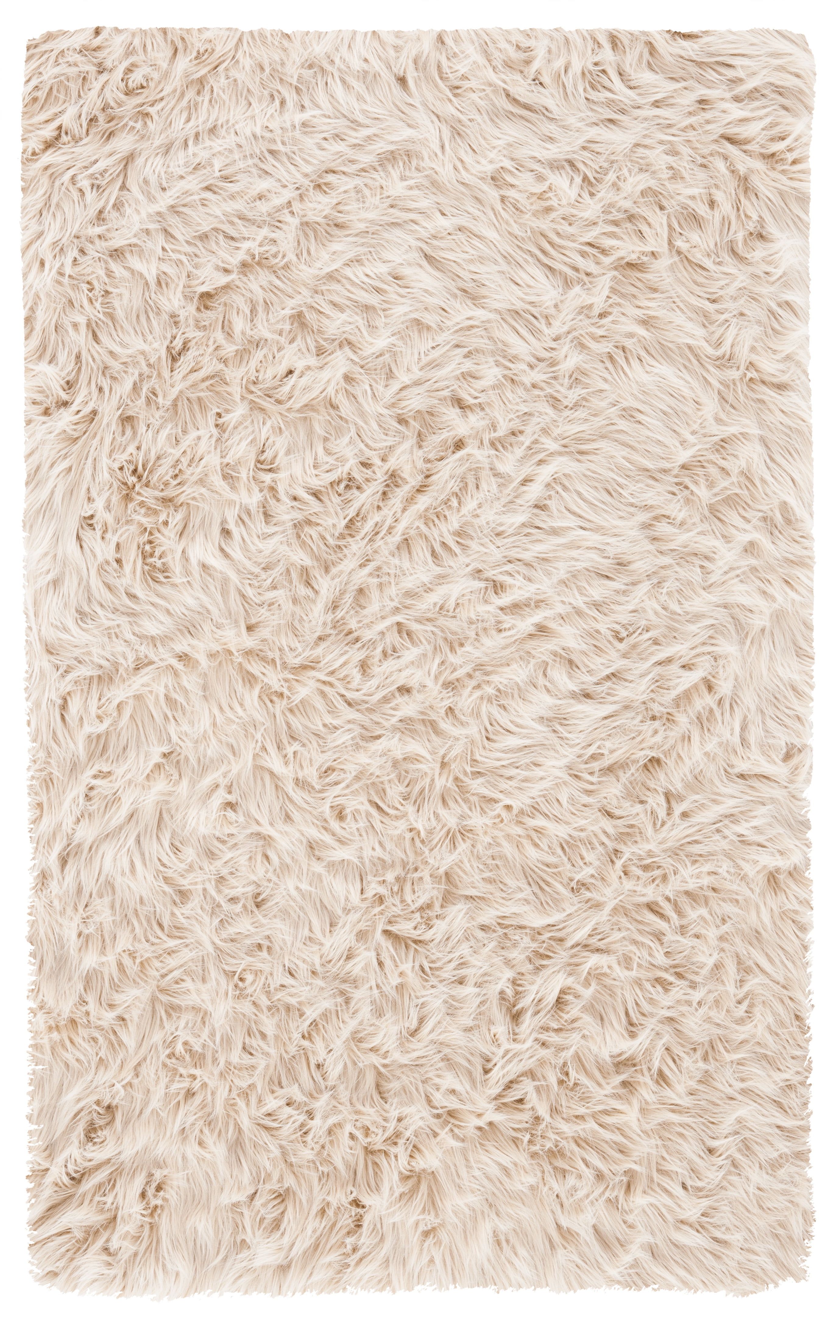 Ivory Round Faux Sheepskin Rug - 3' x 5'