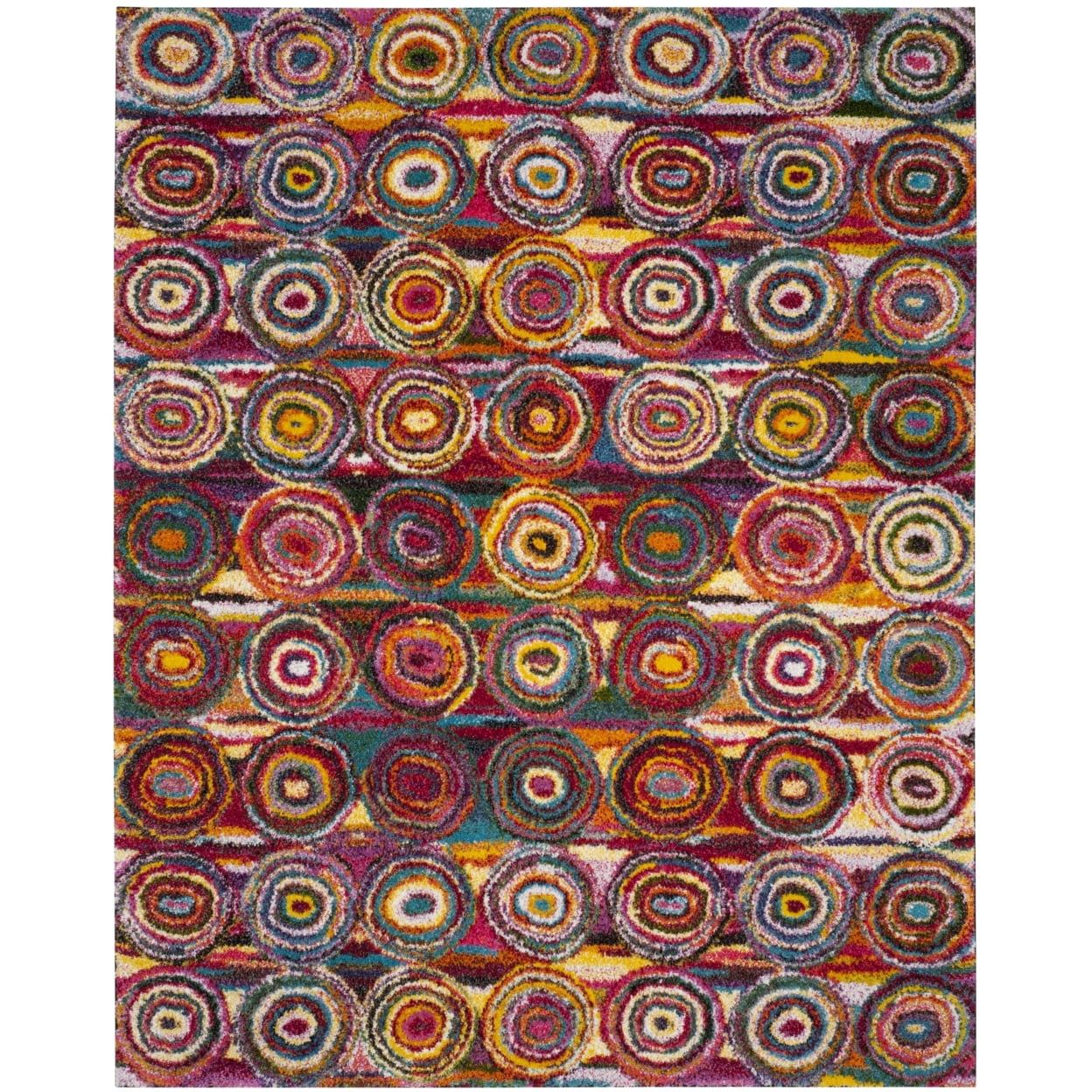 Fiesta Multicolor High Pile Geometric Shag Area Rug